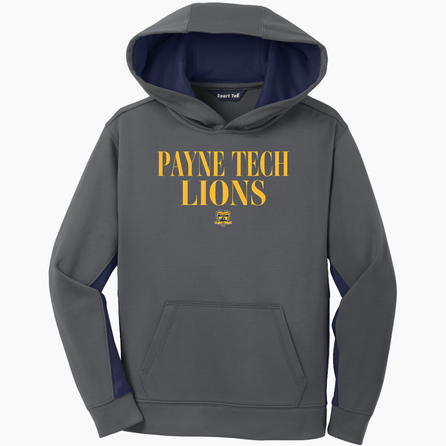 Payne Tech Lions <span class="pdp-name-mascot">Payne Tech Lions</span> Sport-Tek Youth Sport-Wick Fleece Colorblock Hooded Pullover