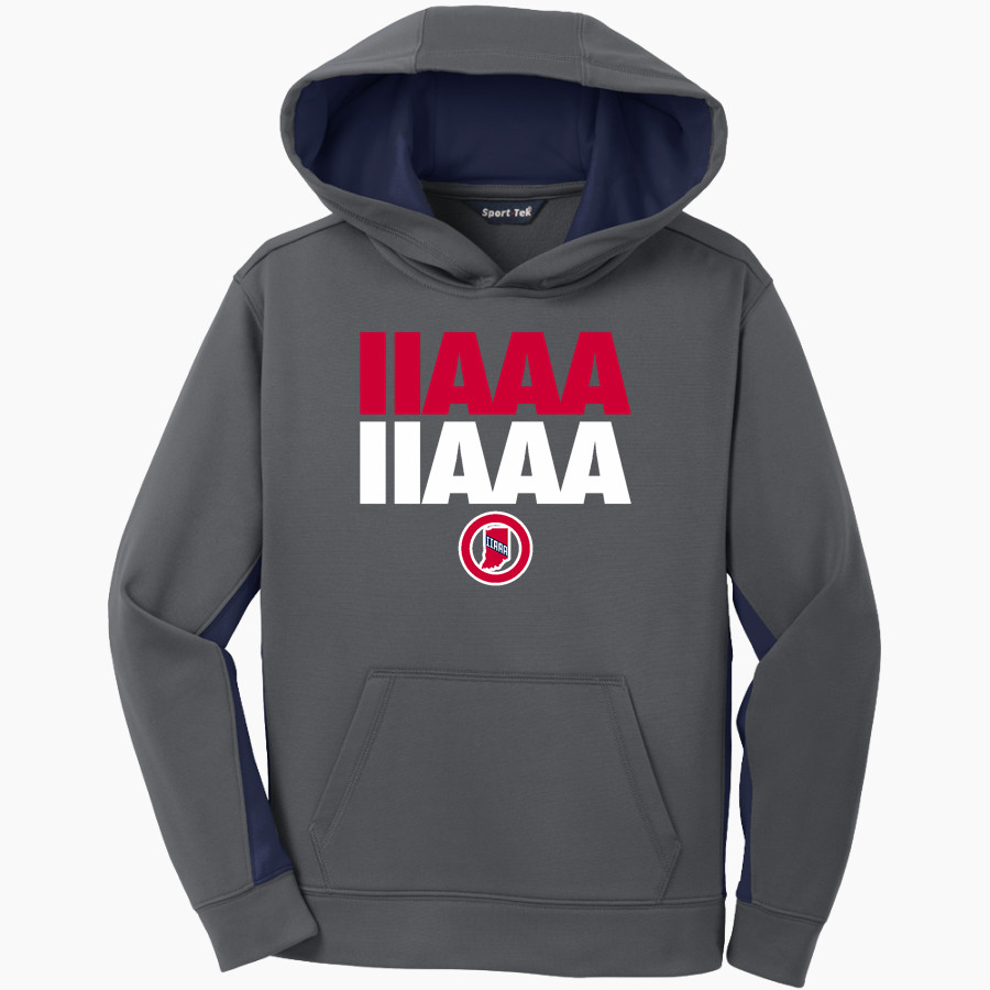 IIAAA IIAAA Sport-Tek Youth Sport-Wick Fleece Colorblock Hooded Pullover