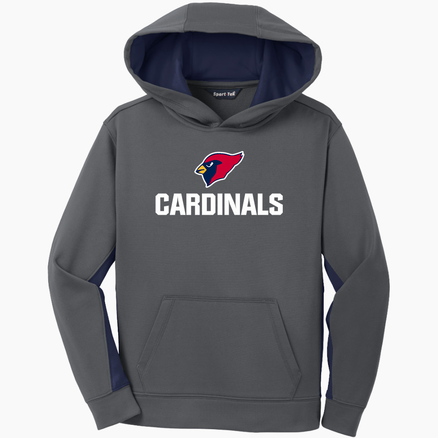 Big Rapids Cardinals <span class="pdp-name-mascot">Big Rapids Cardinals</span> Sport-Tek Youth Sport-Wick Fleece Colorblock Hooded Pullover