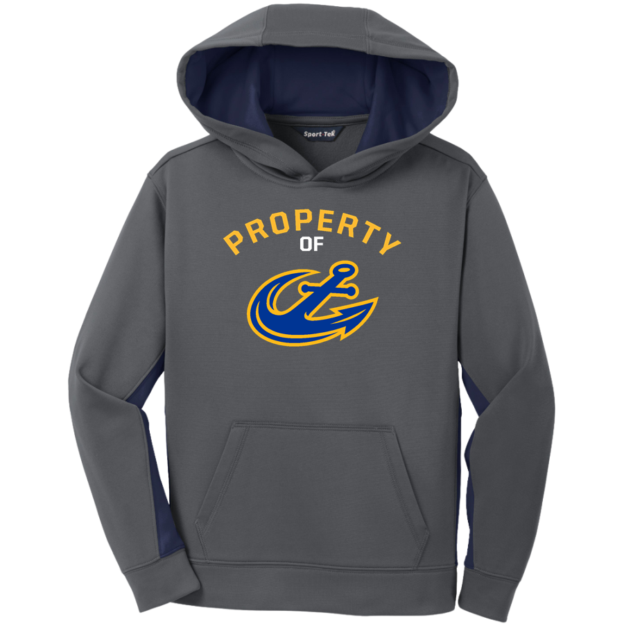 Maine Maritime Academy The Official Online Store <span class="pdp-name-mascot">MMA Mariners</span> Sport-Tek Youth Sport-Wick Fleece Colorblock Hooded Pullover