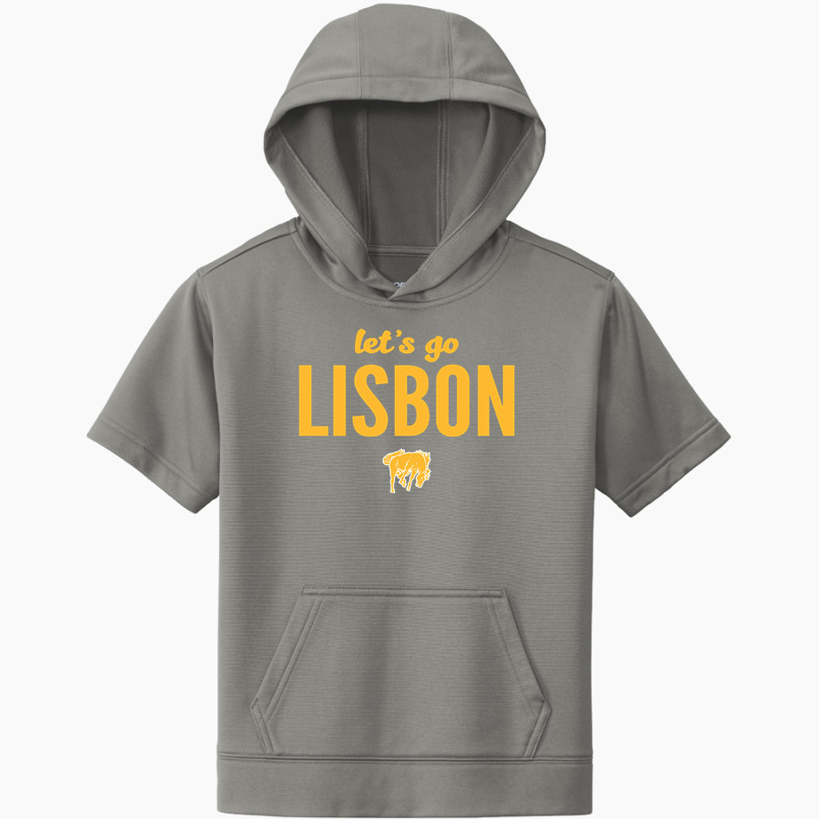 LISBON HIGH SCHOOL BRONCOS Sport-Tek Youth Sport-Wick Fleece Short Sleeve Hoodie