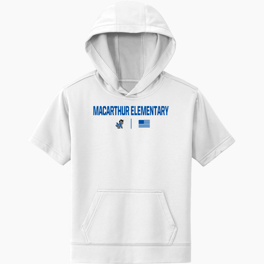MacArthur Elementary Mustangs <span class="pdp-name-mascot">McArthur Elementary</span> Sport-Tek Youth Sport-Wick Fleece Short Sleeve Hoodie
