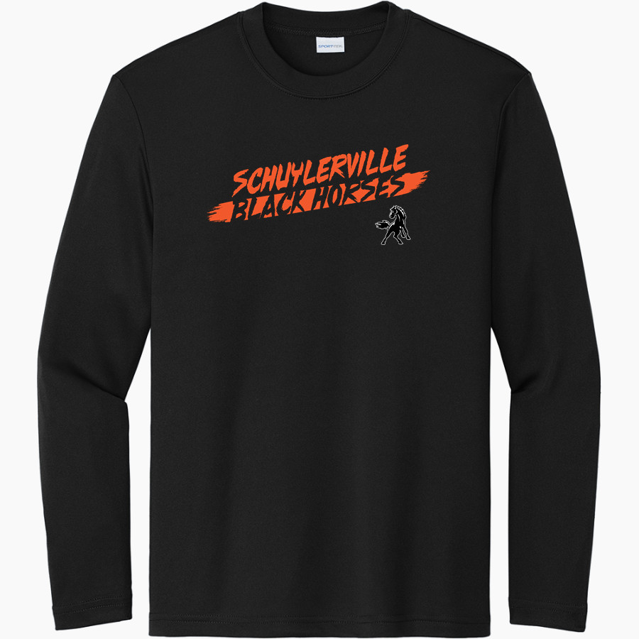 Schuylerville Horses Sport-Tek Youth Long Sleeve PosiCharge Competitor Tee