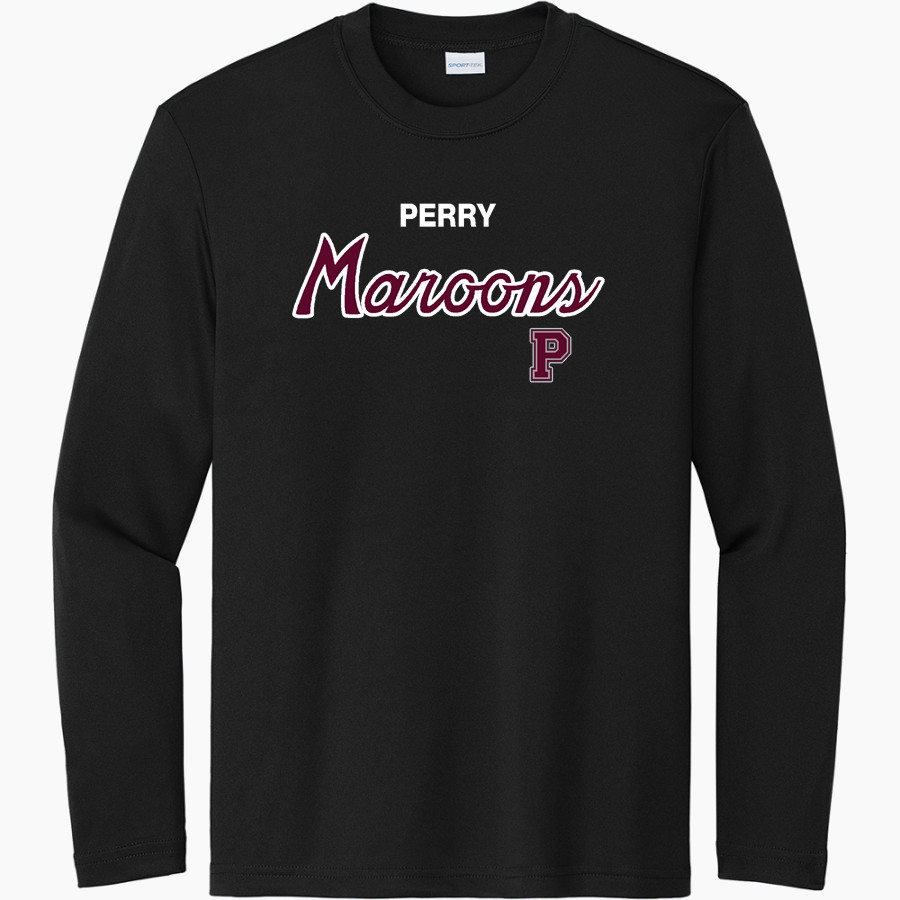 PERRY HIGH SCHOOL MAROONS Sport-Tek Youth Long Sleeve PosiCharge Competitor Tee