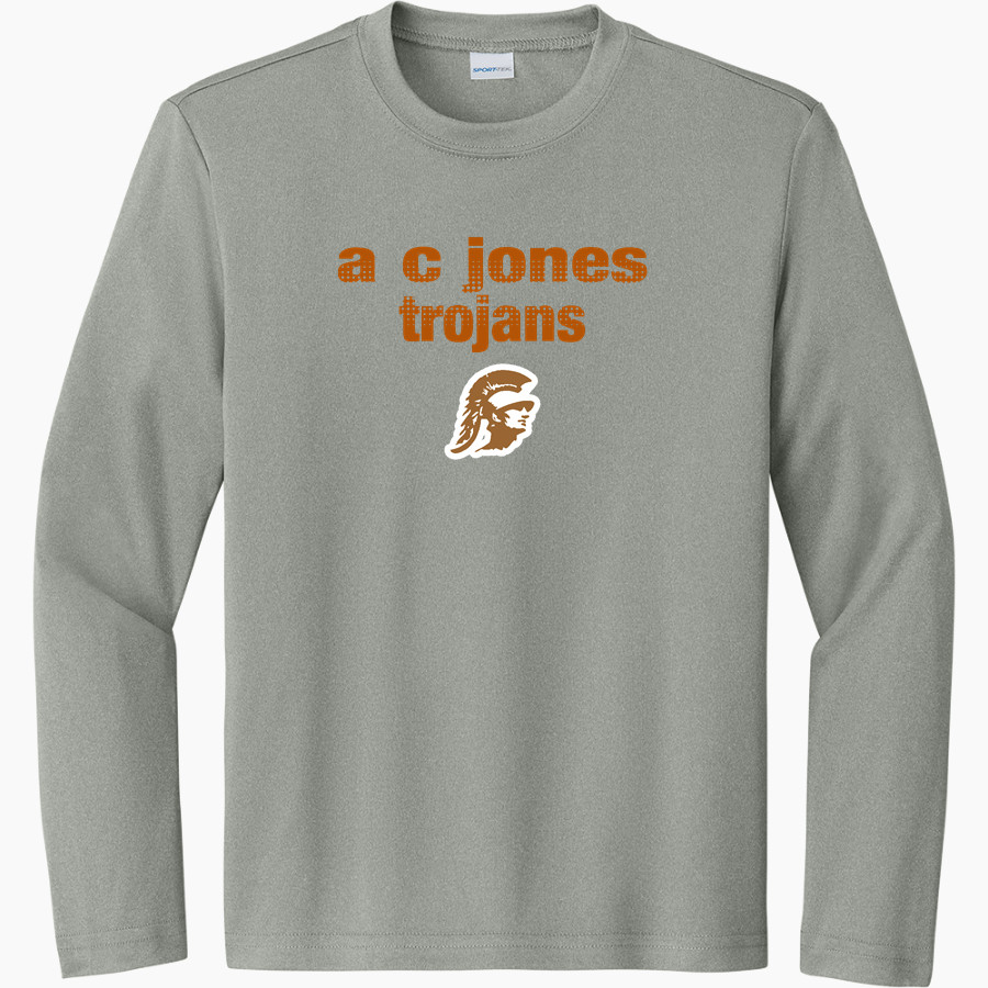 A C JONES HIGH SCHOOL TROJANS <span class="pdp-name-mascot">A C JONES TROJANS</span> Sport-Tek Youth Long Sleeve PosiCharge Competitor Tee