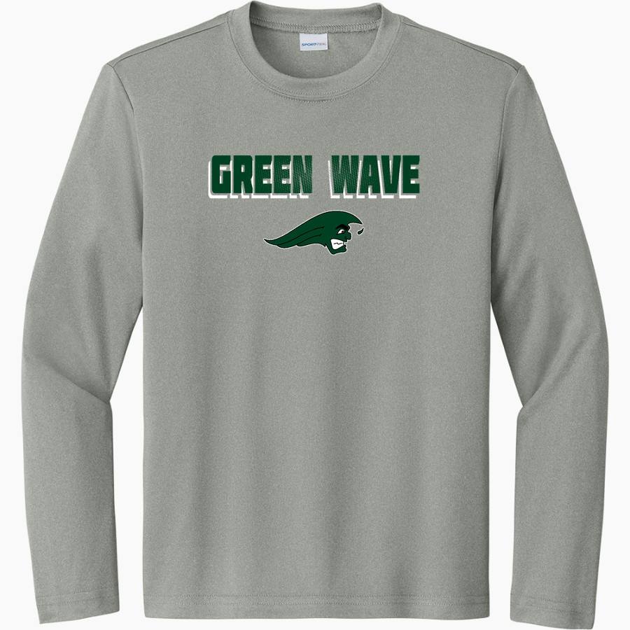 Greenville Green Wave official sideline store <span class="pdp-name-mascot">Greenville Green Wave</span> Sport-Tek Youth Long Sleeve PosiCharge Competitor Tee