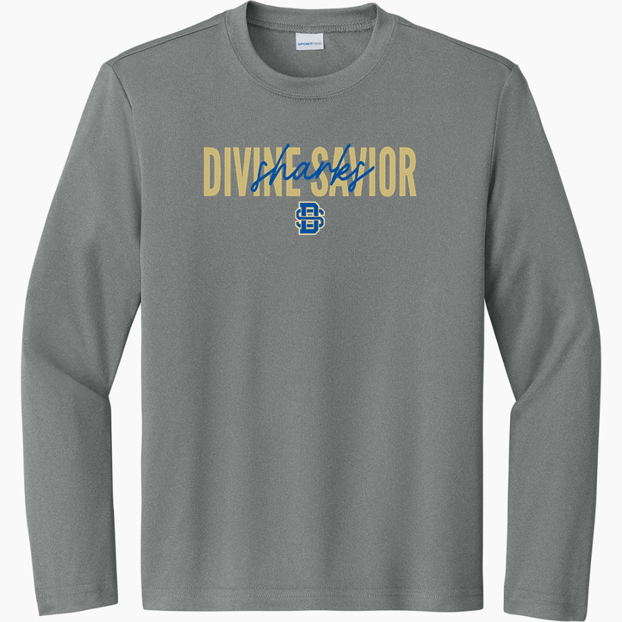 Divine Savior Academy Sharks Sport-Tek Youth Long Sleeve PosiCharge Competitor Tee