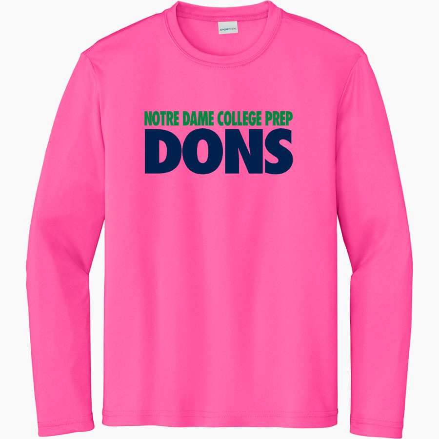 Notre Dame College Prep The Official Online Store <span class="pdp-name-mascot">Notre Dame Dons</span> Sport-Tek Youth Long Sleeve PosiCharge Competitor Tee
