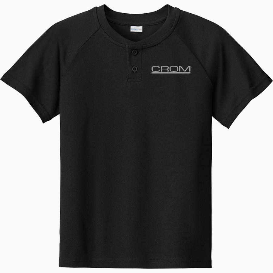 CROM 0 <span class="pdp-name-mascot">CROM Corp</span> Sport-Tek Youth Posicharge Competitor 2-Button Short-Sleeve Henley