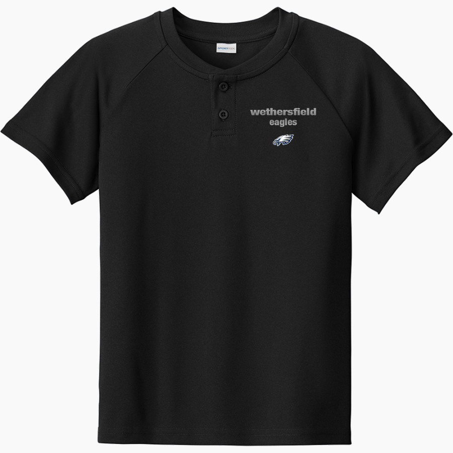 WETHERSFIELD HIGH SCHOOL EAGLES Sport-Tek Youth Posicharge Competitor 2-Button Short-Sleeve Henley