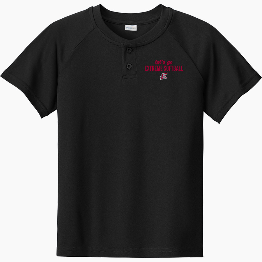 EXTREME SOFTBALL EXTREME SOFTBALL Sport-Tek Youth Posicharge Competitor 2-Button Short-Sleeve Henley