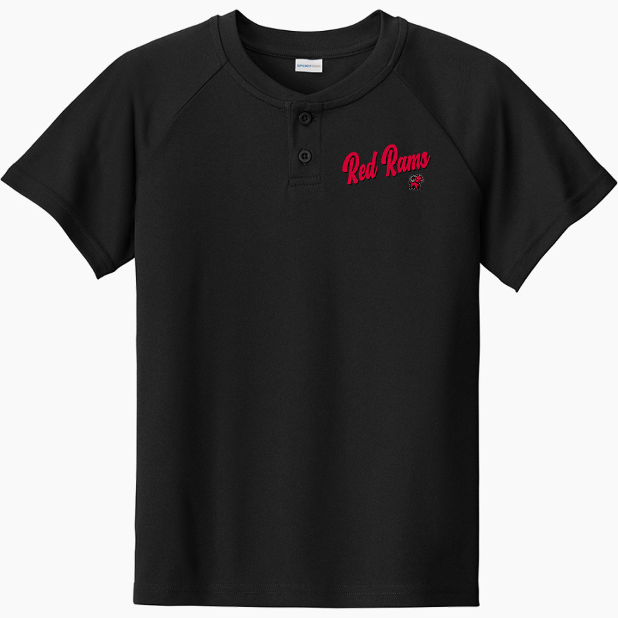 Jamesville DeWitt Red Rams <span class="pdp-name-mascot">Jamesville DeWitt Red Rams or JD Red Rams</span> Sport-Tek Youth Posicharge Competitor 2-Button Short-Sleeve Henley