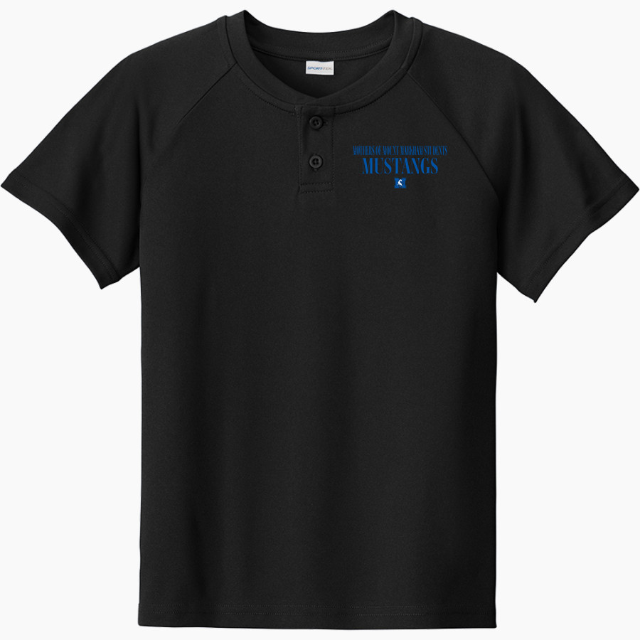 Mothers Of Mount Markham Students Mustangs Sport-Tek Youth Posicharge Competitor 2-Button Short-Sleeve Henley