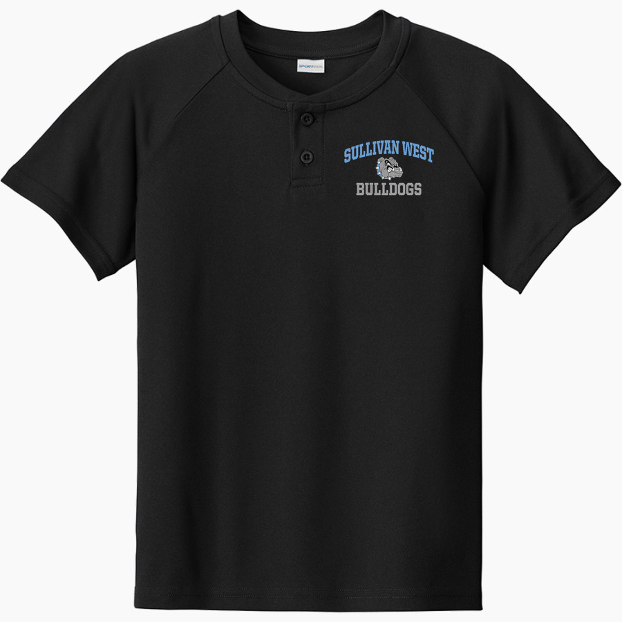 SULLIVAN WEST HIGH SCHOOL BULLDOGS <span class="pdp-name-mascot">SULLIVAN WEST BULLDOGS</span> Sport-Tek Youth Posicharge Competitor 2-Button Short-Sleeve Henley