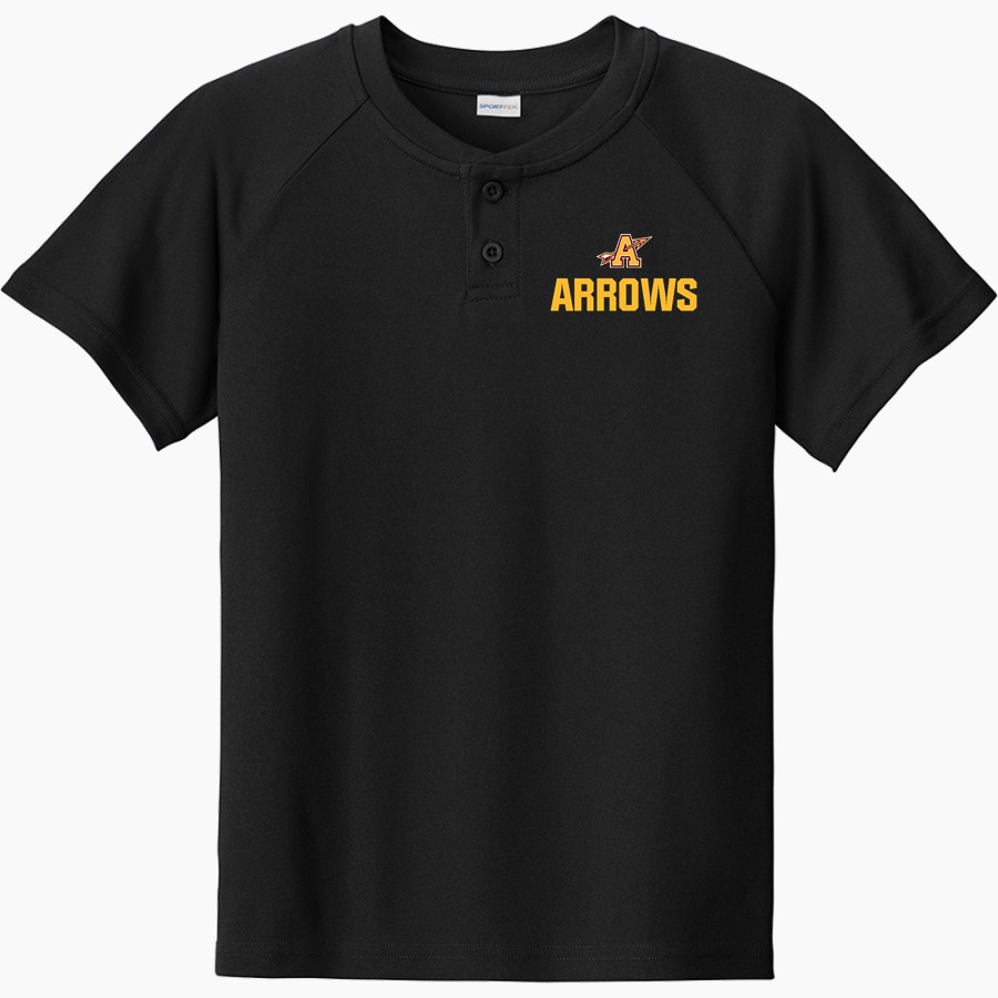 ASHBY HIGH SCHOOL ARROWS Sport-Tek Youth Posicharge Competitor 2-Button Short-Sleeve Henley