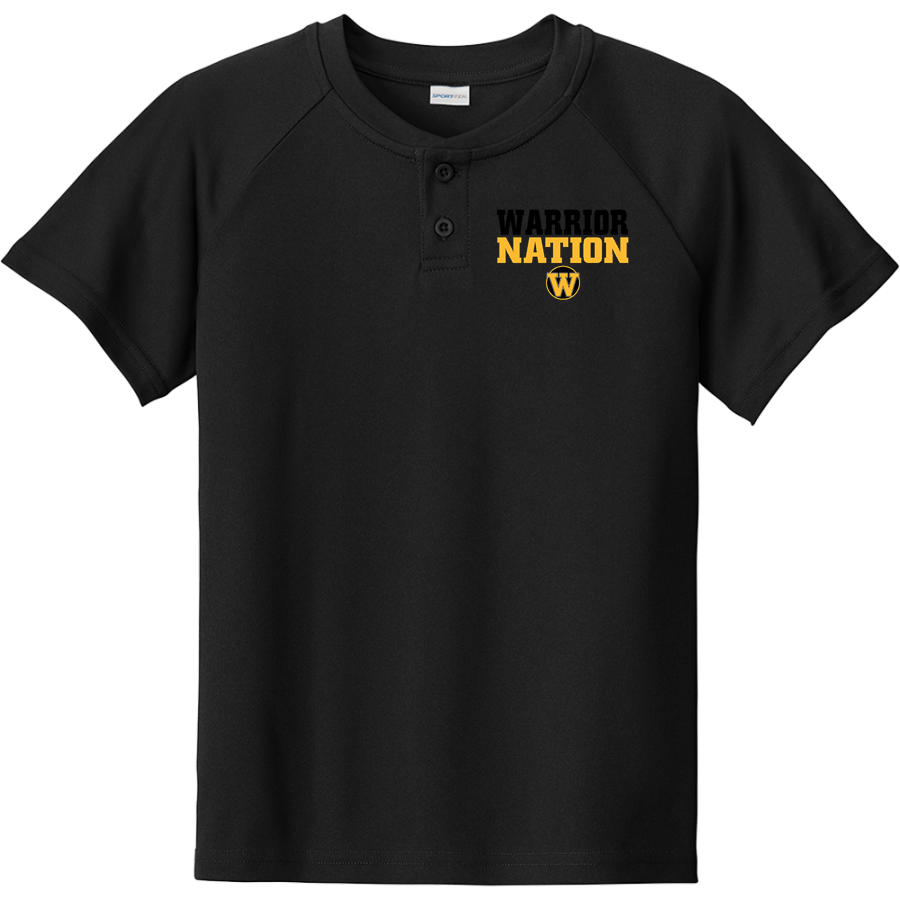 WAUPUN HIGH SCHOOL WARRIORS <span class="pdp-name-mascot">WAUPUN WARRIORS</span> Sport-Tek Youth Posicharge Competitor 2-Button Short-Sleeve Henley