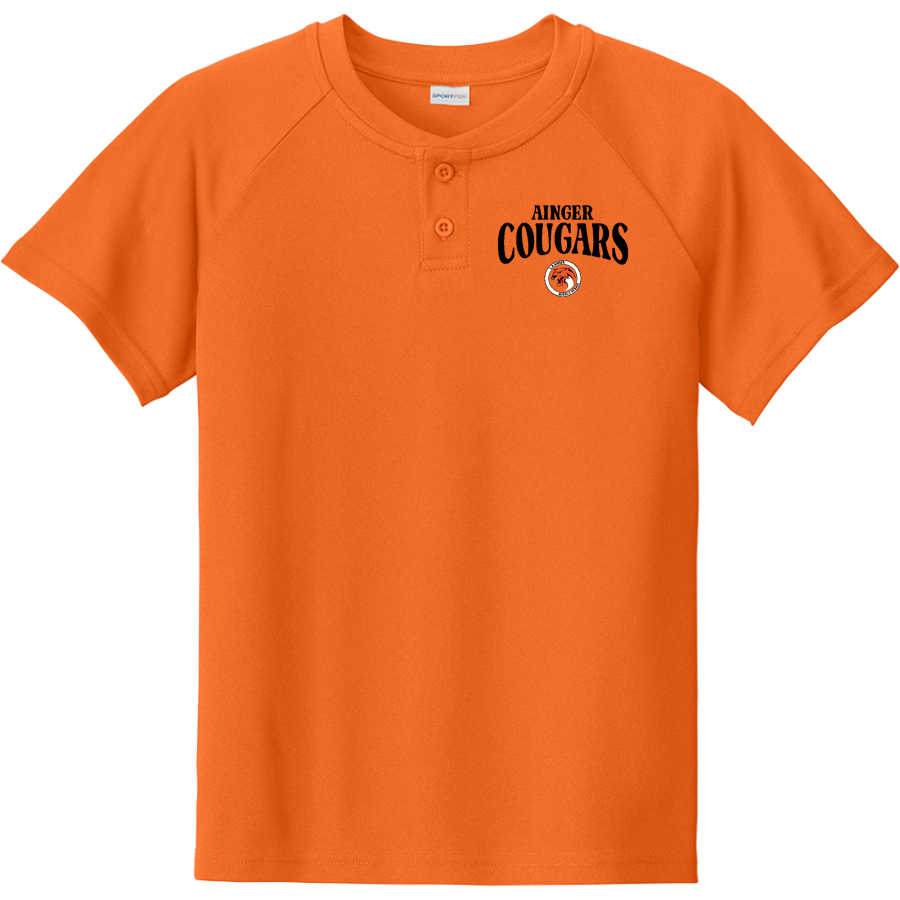 Ainger Cougars <span class="pdp-name-mascot">Ainger Cougars</span> Sport-Tek Youth Posicharge Competitor 2-Button Short-Sleeve Henley