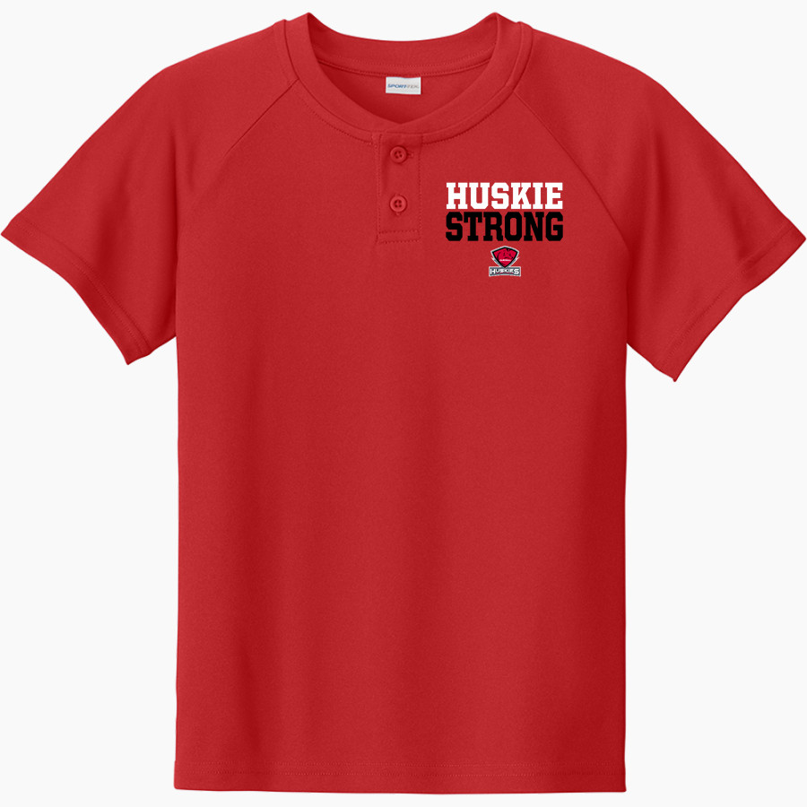 CARDINAL HIGH SCHOOL HUSKIES Sport-Tek Youth Posicharge Competitor 2-Button Short-Sleeve Henley