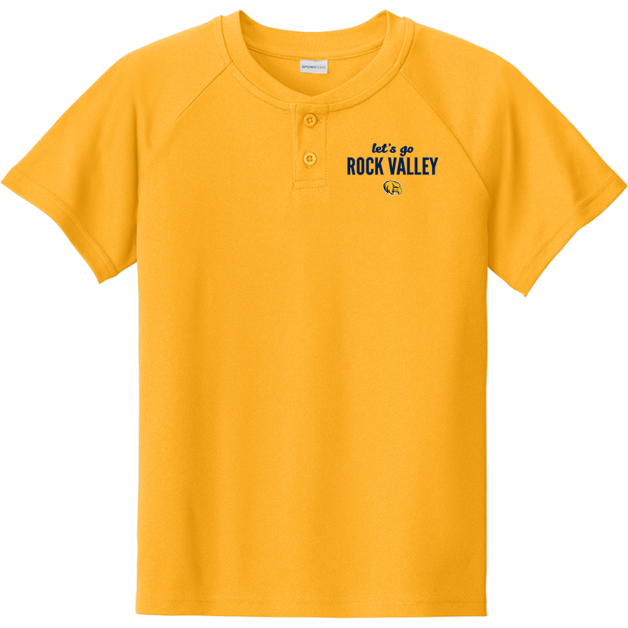 Rock Valley Golden Eagles <span class="pdp-name-mascot">Rock Valley Golden Eagles</span> Sport-Tek Youth Posicharge Competitor 2-Button Short-Sleeve Henley