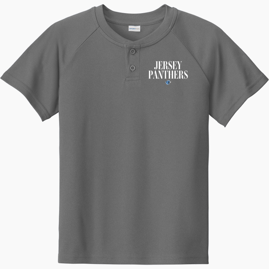 JERSEY COMMUNITY HIGH SCHOOL PANTHERS Sport-Tek Youth Posicharge Competitor 2-Button Short-Sleeve Henley