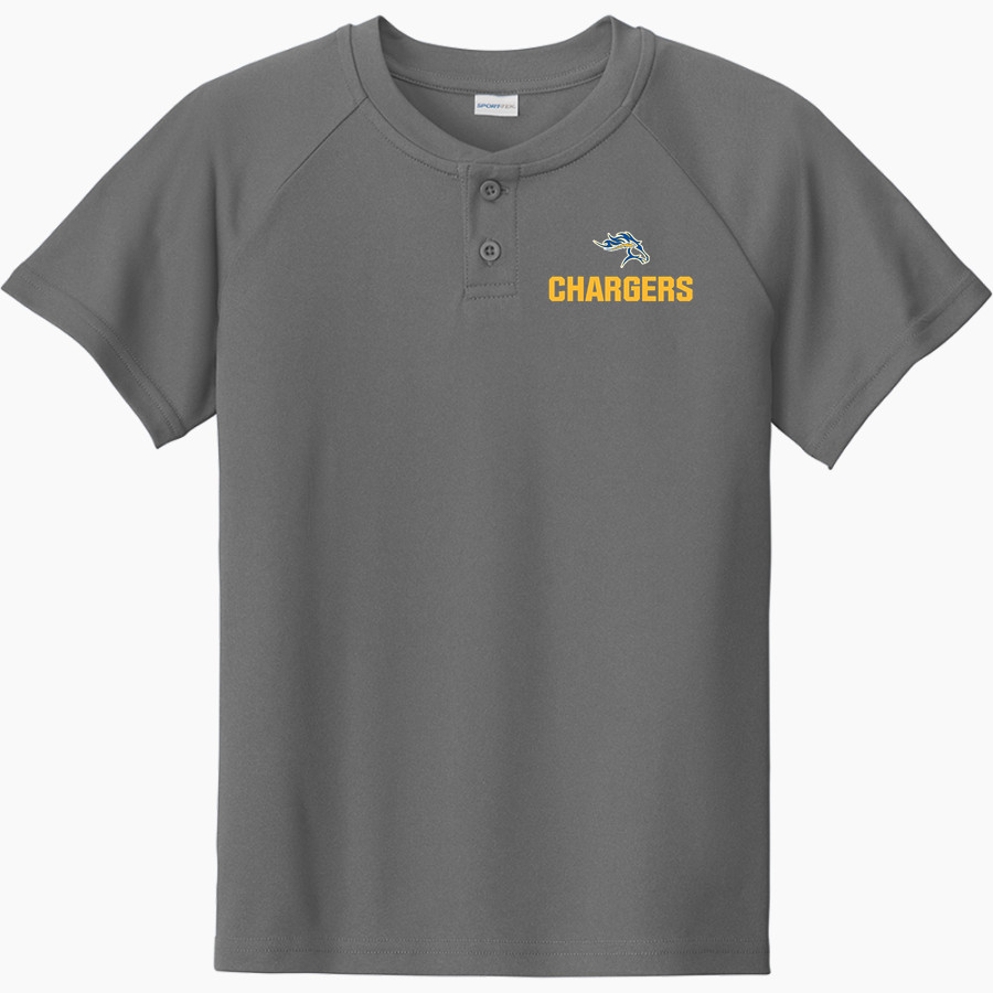 AGOURA HIGH SCHOOL CHARGERS Sport-Tek Youth Posicharge Competitor 2-Button Short-Sleeve Henley