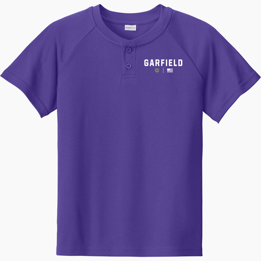 Garfield Bulldogs Sport-Tek Youth Posicharge Competitor 2-Button Short-Sleeve Henley