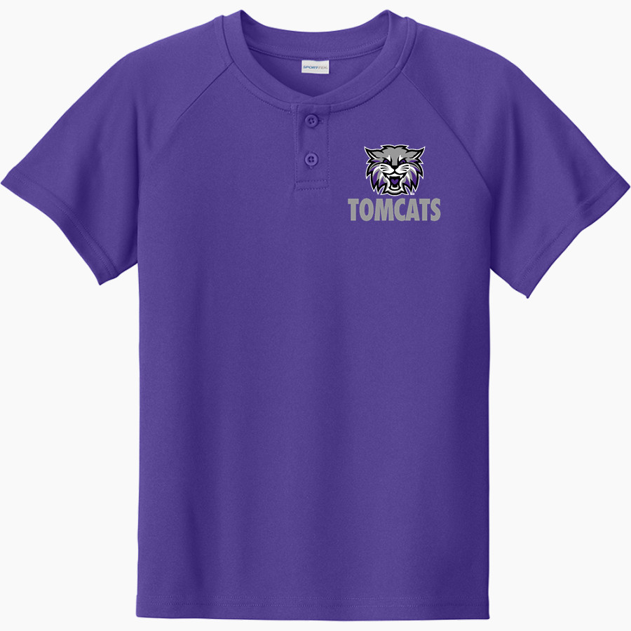HAYWOOD TOMCATS ONLINE STORE <span class="pdp-name-mascot">HAYWOOD TOMCATS</span> Sport-Tek Youth Posicharge Competitor 2-Button Short-Sleeve Henley