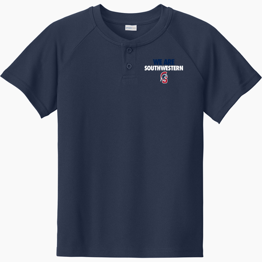 Southwestern Spartans <span class="pdp-name-mascot">Southwestern Spartans</span> Sport-Tek Youth Posicharge Competitor 2-Button Short-Sleeve Henley