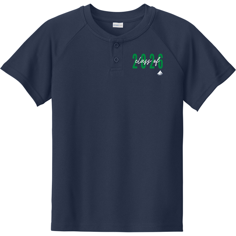 Chesapeake College Skipjacks <span class="pdp-name-mascot">Chesapeake Skipjacks</span> Sport-Tek Youth Posicharge Competitor 2-Button Short-Sleeve Henley