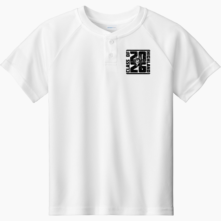 HIGHLAND HIGH SCHOOL HUSKIES Sport-Tek Youth Posicharge Competitor 2-Button Short-Sleeve Henley