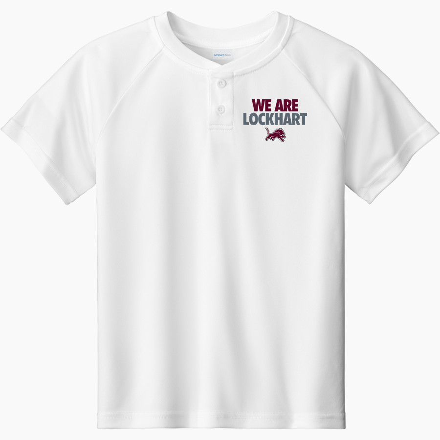 LOCKHART HIGH SCHOOL LIONS <span class="pdp-name-mascot">LOCKHART LIONS</span> Sport-Tek Youth Posicharge Competitor 2-Button Short-Sleeve Henley