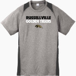 RUSSELLVILLE HIGH SCHOOL GOLDEN TIGERS <span class="pdp-name-mascot">RUSSELLVILLE GOLDEN TIGERS</span> Sport-Tek Youth Short Sleeve Colorblock Contender Tee Front Thumbnail