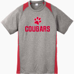 CROW HIGH SCHOOL Cougars Online Store <span class="pdp-name-mascot">CROW COUGARS</span> Sport-Tek Youth Short Sleeve Colorblock Contender Tee Front Thumbnail