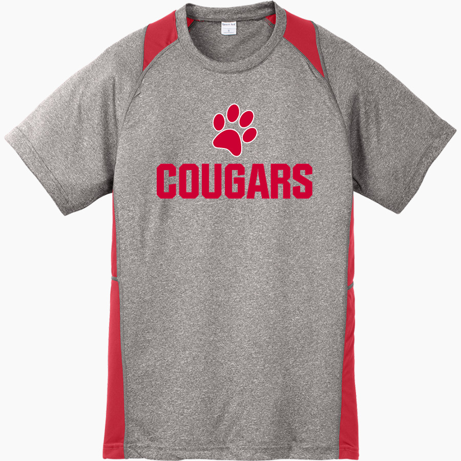 CROW HIGH SCHOOL Cougars Online Store <span class="pdp-name-mascot">CROW COUGARS</span> Sport-Tek Youth Short Sleeve Colorblock Contender Tee