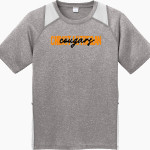 CHRIST LUTHERAN Cougars <span class="pdp-name-mascot">CHRIST LUTHERAN DAY SCHOOL Cougars</span> Sport-Tek Youth Short Sleeve Colorblock Contender Tee Front Thumbnail