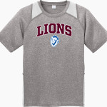 LYDIA PATTERSON INSTITUTE LIONS Sport-Tek Youth Short Sleeve Colorblock Contender Tee Front Thumbnail
