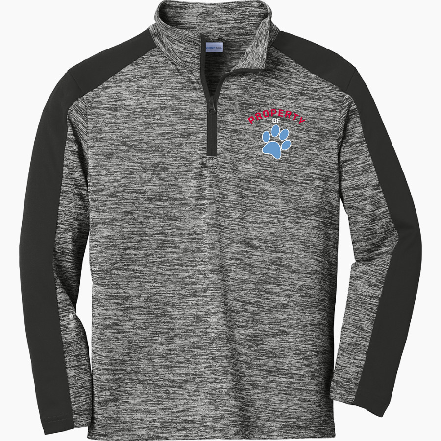 CROW HIGH SCHOOL Cougars Online Store <span class="pdp-name-mascot">CROW COUGARS</span> Sport-Tek Youth PosiCharge Electric Heather Colorblock 1/4-Zip Pullover