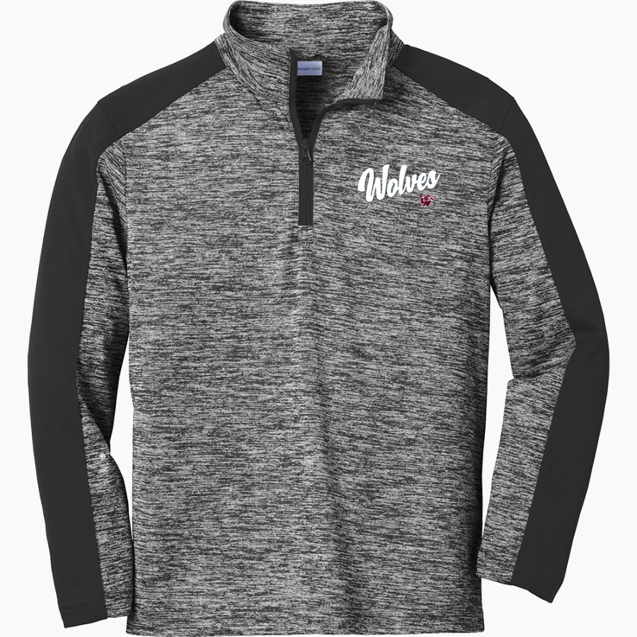 VAN NUYS HIGH SCHOOL WOLVES <span class="pdp-name-mascot">VAN NUYS WOLVES</span> Sport-Tek Youth PosiCharge Electric Heather Colorblock 1/4-Zip Pullover