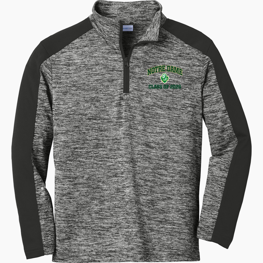 NOTRE DAME HIGH SCHOOL GREEN KNIGHTS <span class="pdp-name-mascot">NOTRE DAME GREEN KNIGHTS</span> Sport-Tek Youth PosiCharge Electric Heather Colorblock 1/4-Zip Pullover
