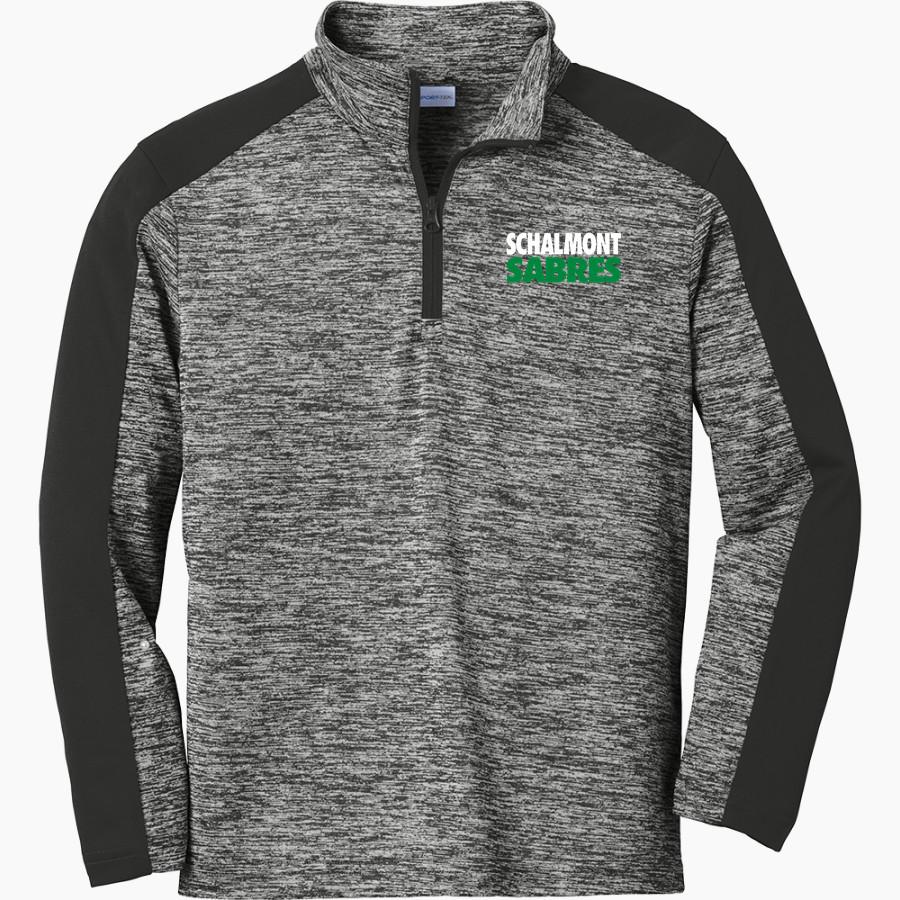 Schalmont Sabres Sport-Tek Youth PosiCharge Electric Heather Colorblock 1/4-Zip Pullover