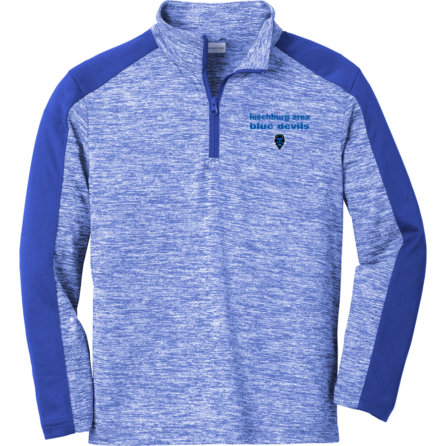 LEECHBURG AREA HIGH SCHOOL BLUE DEVILS <span class="pdp-name-mascot">LEECHBURG AREA BLUE DEVILS</span> Sport-Tek Youth PosiCharge Electric Heather Colorblock 1/4-Zip Pullover