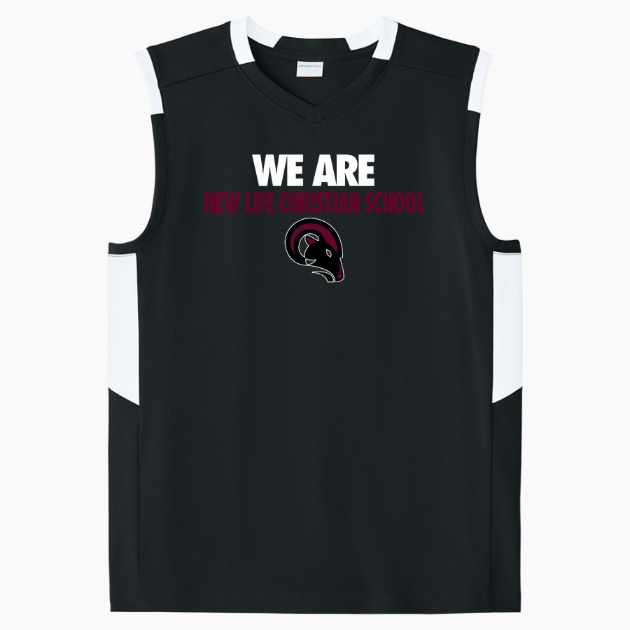 New Life Christian School Rams Sport-Tek Youth Club Sleeveless V-Neck