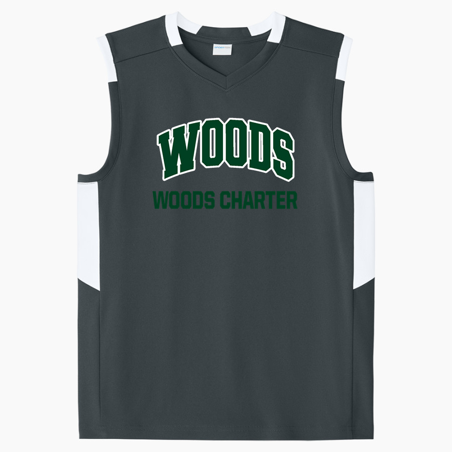 Woods Charter Wolves Sport-Tek Youth Club Sleeveless V-Neck