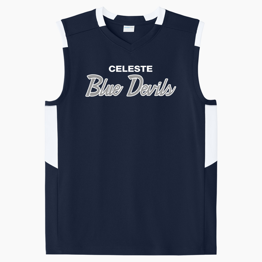 CELESTE HIGH SCHOOL BLUE DEVILS <span class="pdp-name-mascot">CELESTE BLUE DEVILS</span> Sport-Tek Youth Club Sleeveless V-Neck