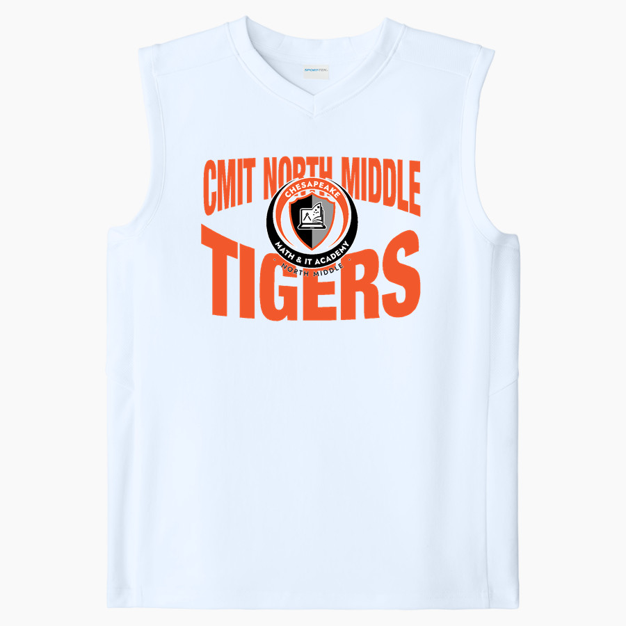 CMIT North Middle Spirit Shop Tigers <span class="pdp-name-mascot">Chesapeake Math & It Pc - Ms Golden Tigers</span> Sport-Tek Youth Club Sleeveless V-Neck