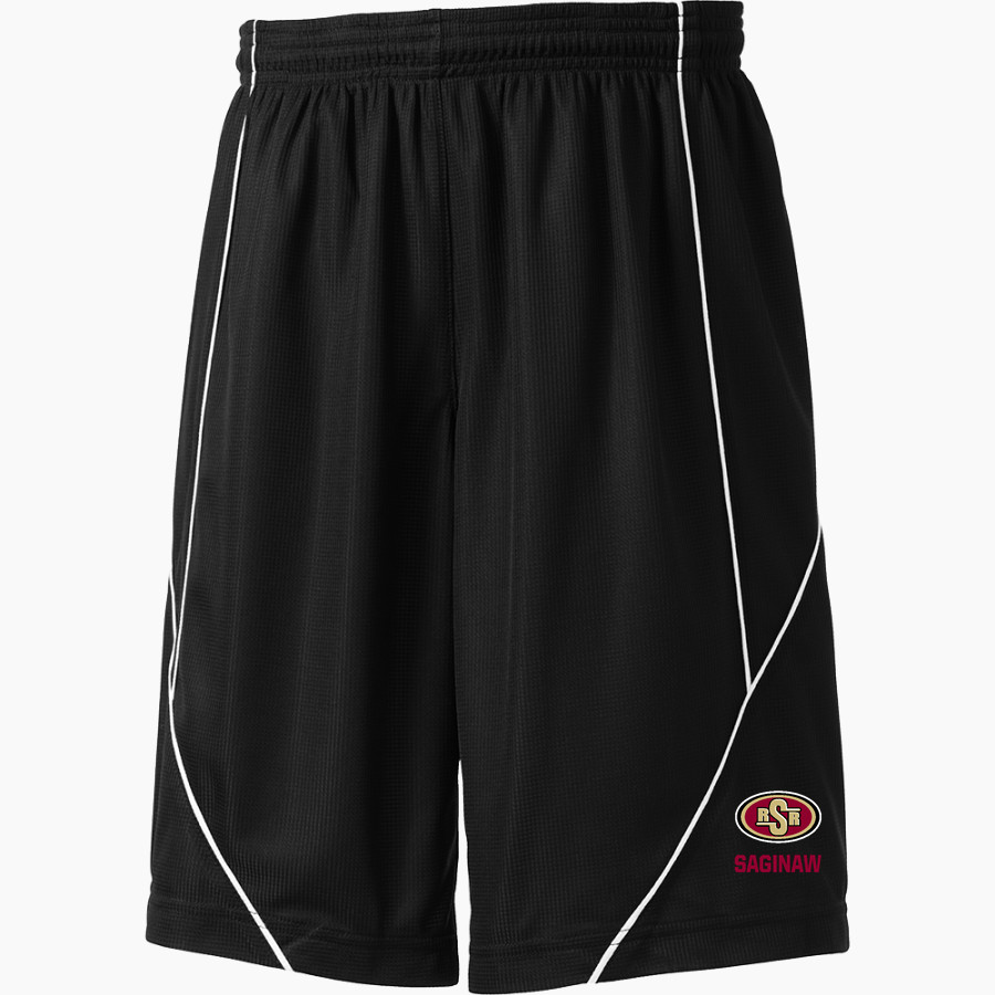 SAGINAW HIGH SCHOOL ROUGH RIDERS Sport-Tek Youth PosiCharge Mesh Reversible Spliced Short