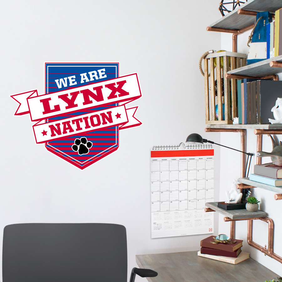 ABRAHAM LINCOLN HIGH SCHOOL LYNX <span class="pdp-name-mascot">ABRAHAM LINCOLN LYNX</span> Wall Decal - Shield With Ribbon