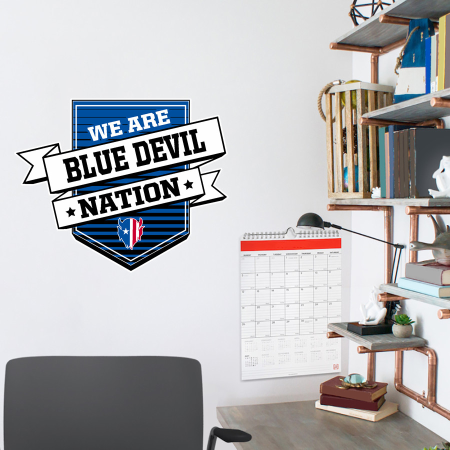 ZANESVILLE HIGH SCHOOL BLUE DEVILS Wall Decal - Shield With Ribbon