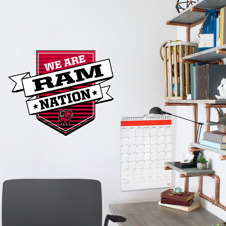 Jamesville DeWitt Red Rams <span class="pdp-name-mascot">Jamesville DeWitt Red Rams or JD Red Rams</span> Wall Decal - Shield With Ribbon
