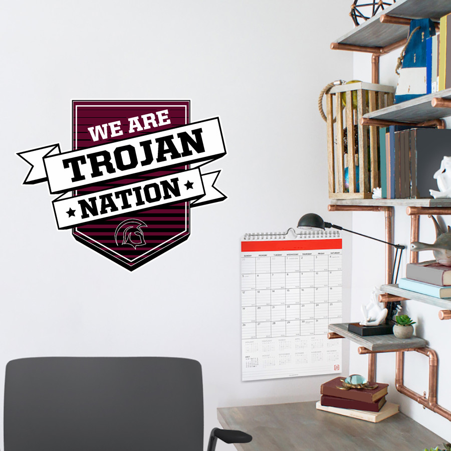 North Crawford Trojans Wall Decal - Shield With Ribbon